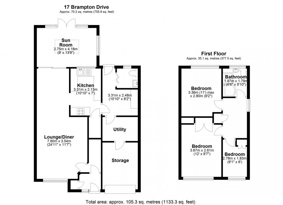 Floorplan for Brampton Drive, Heath Hayes, Cannock