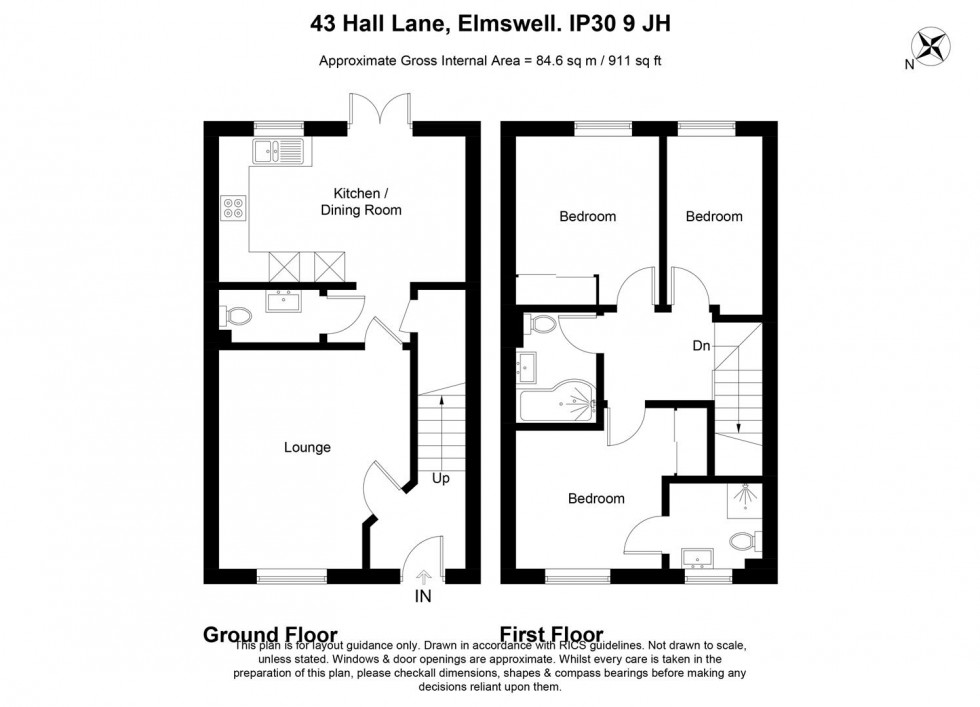 Floorplan for Hall Lane, Elmswell, Bury St. Edmunds, IP30