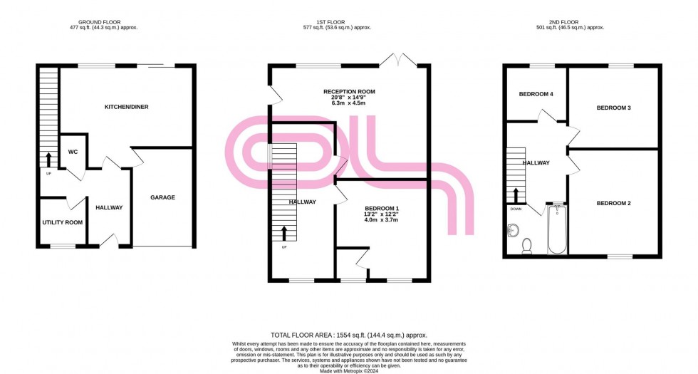 Floorplan for Box Tree Grove, Keighley